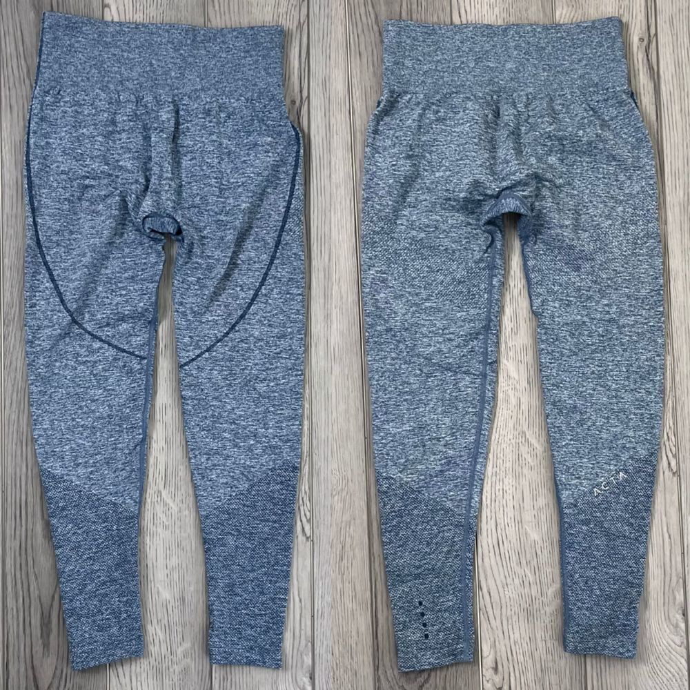 ACTA Size M Pullon Blue Seamless Activewear High Rise Athleisure Gym Leggings